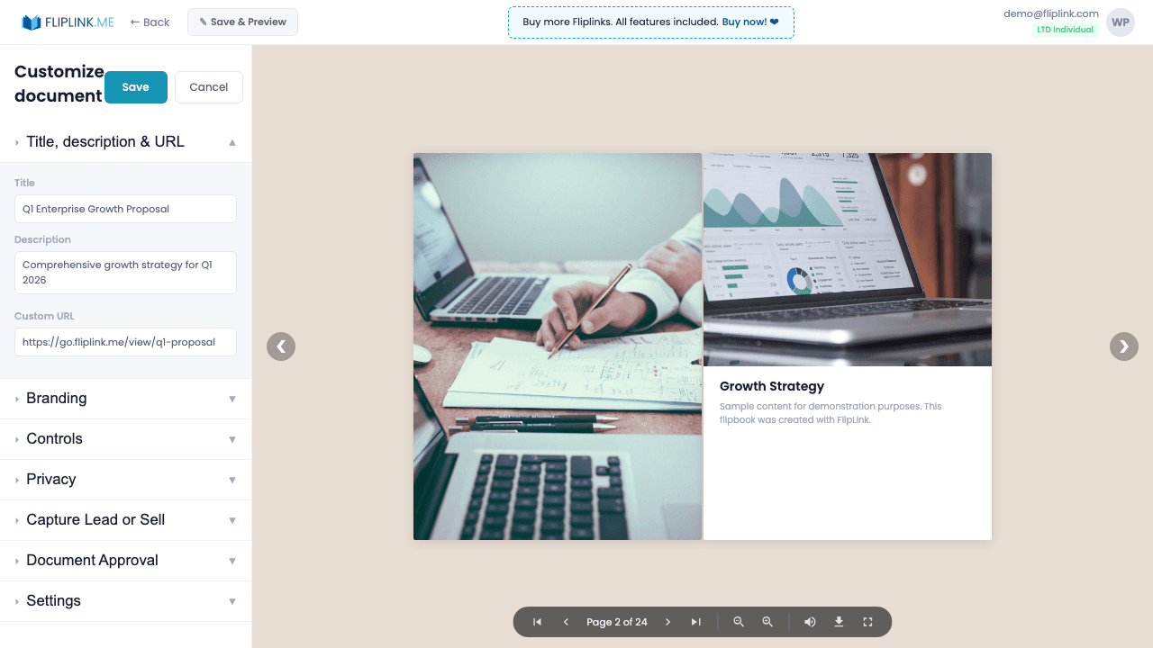 Create Documents - FlipLink feature screenshot