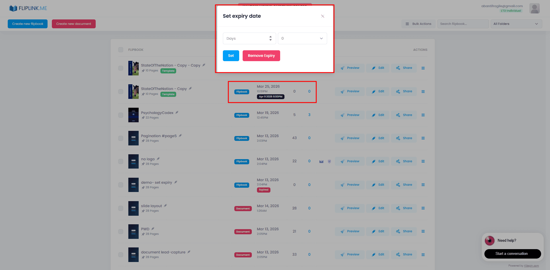 Step 5: Configure l'expiration du lien pour créer un sentiment d'urgence
