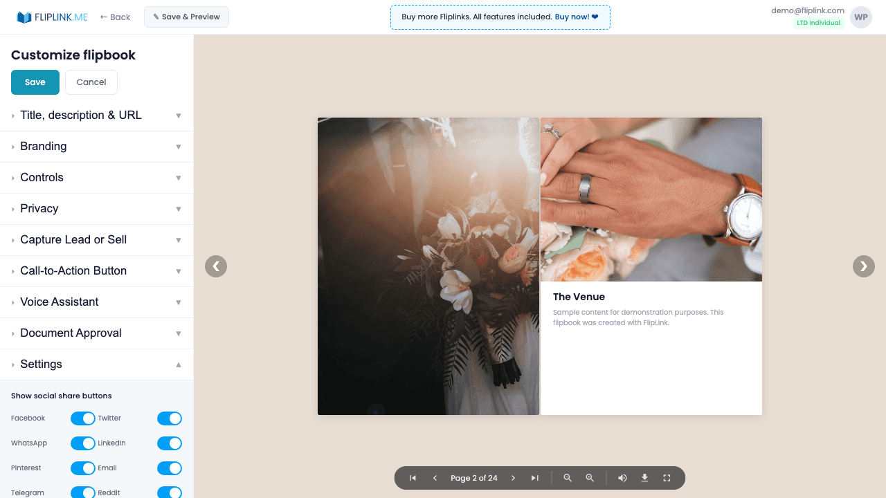SEO & Social Previews - FlipLink feature screenshot