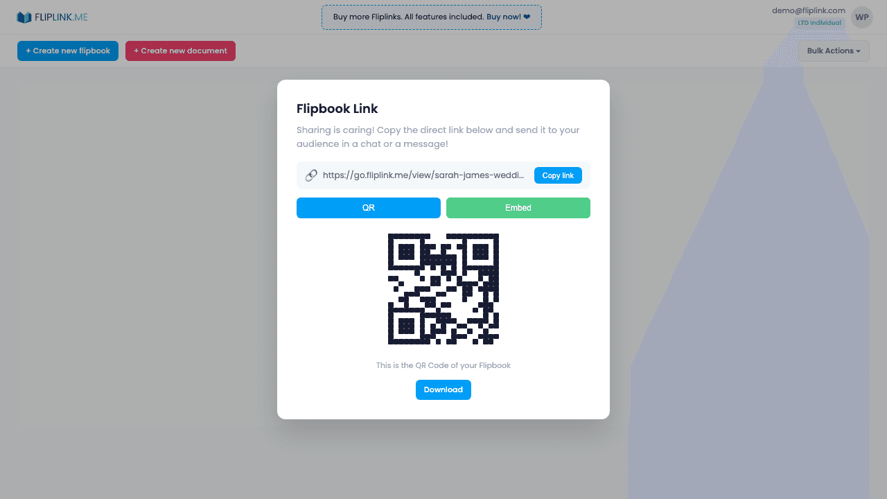 Sharing & Distribution - FlipLink feature screenshot