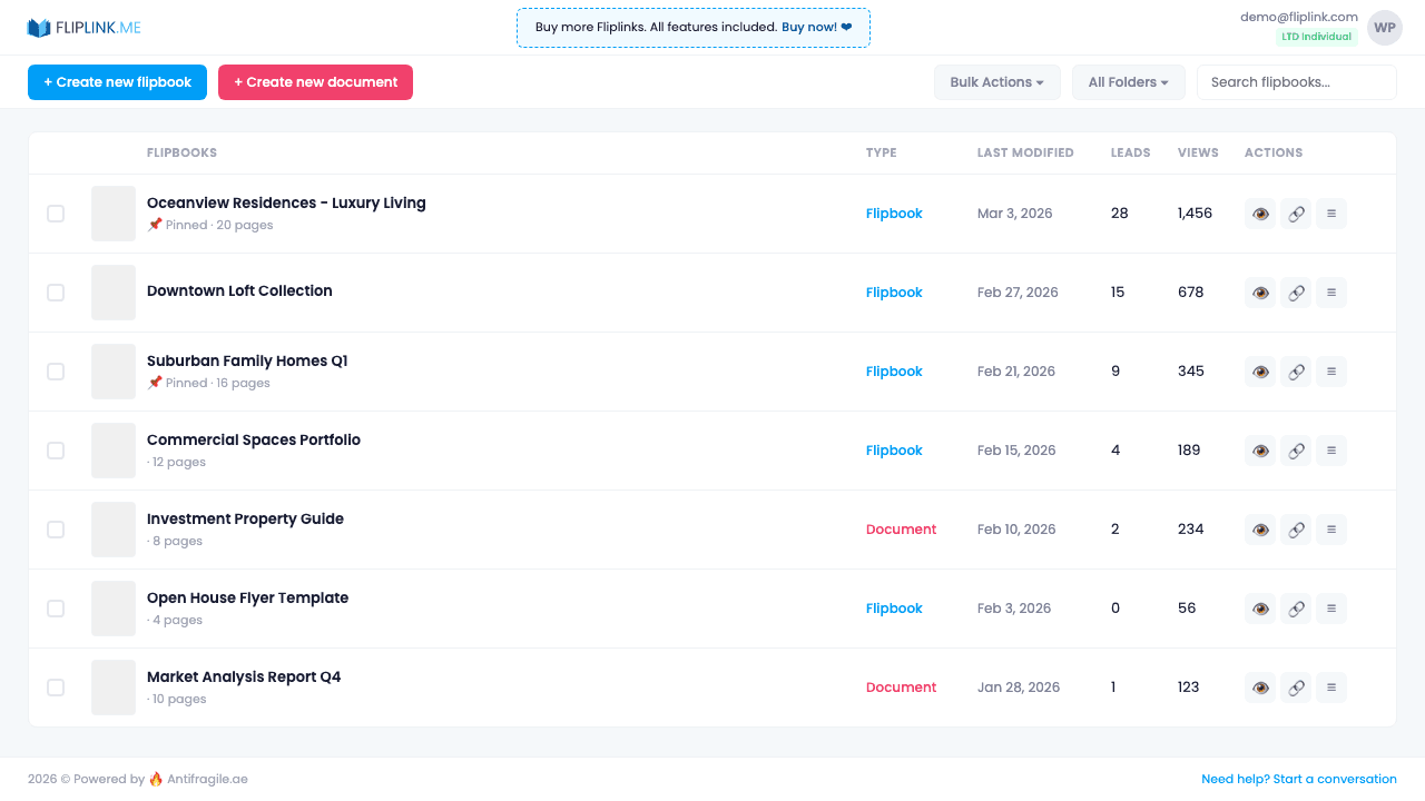 Step 1: Click 'Create Flipbook' from your dashboard