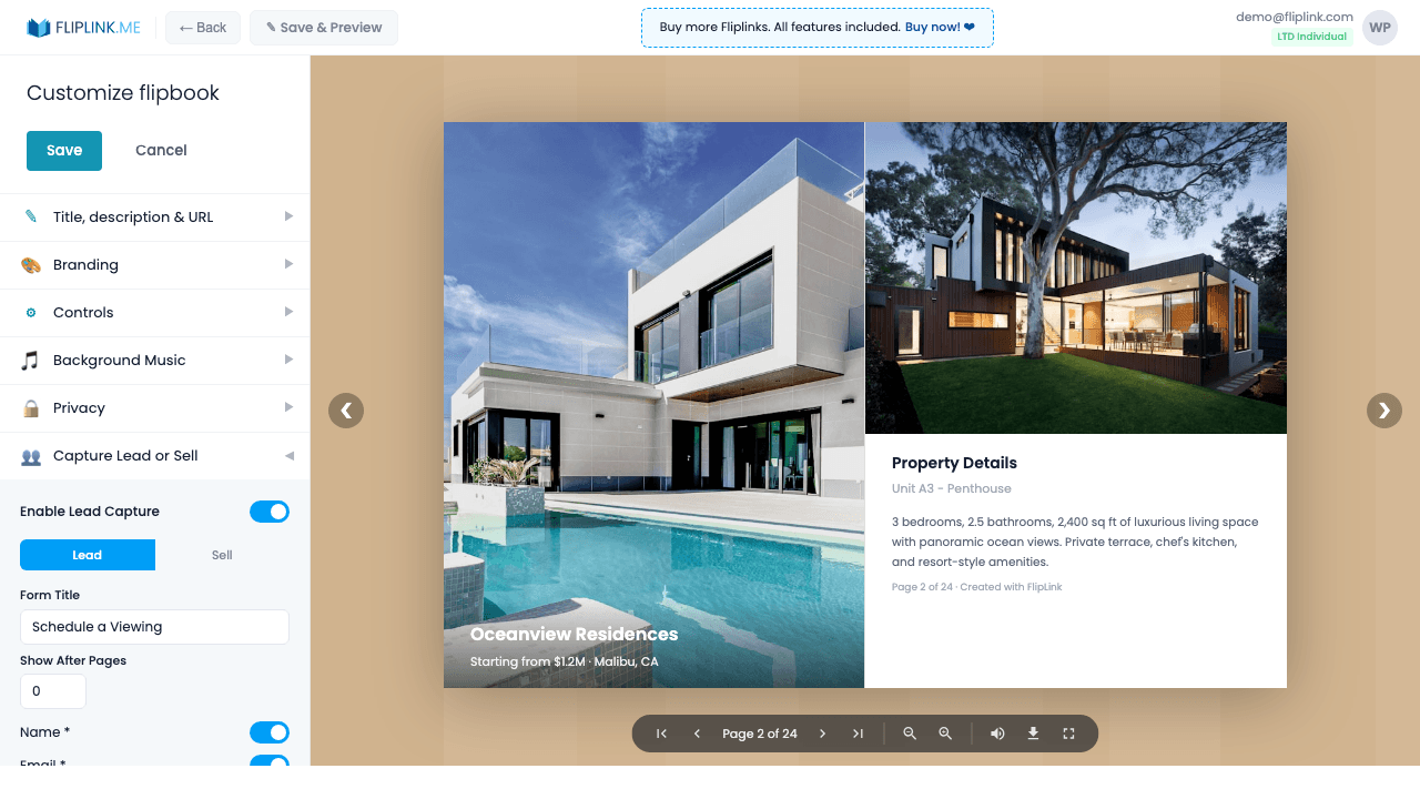Step 5: Embed flipbooks on your property listing pages