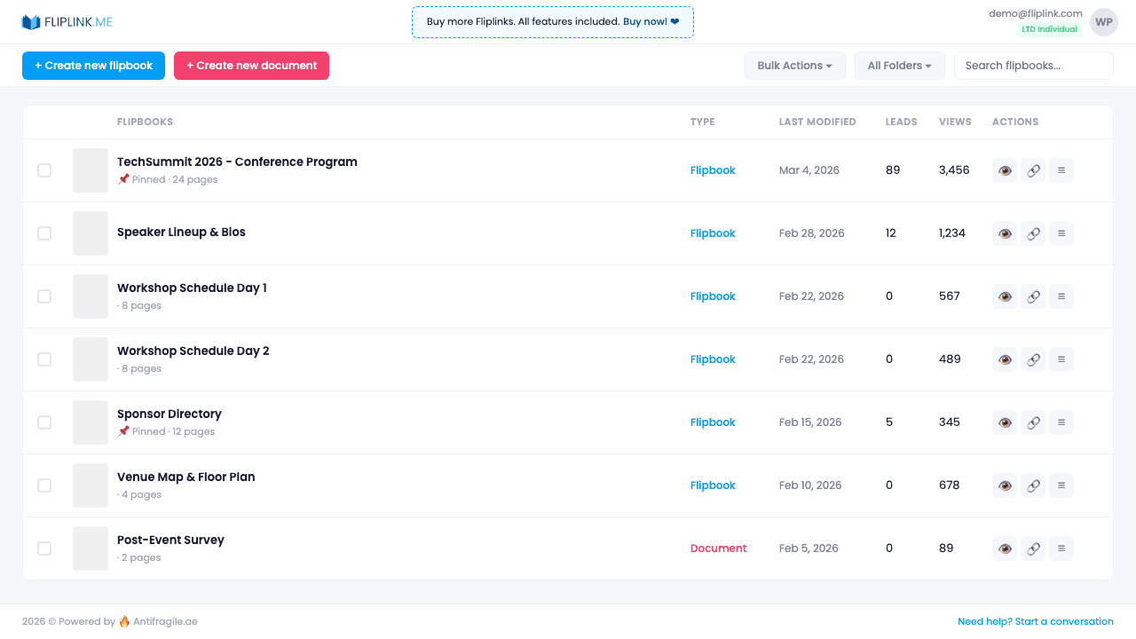 Step 1: Click 'Create Flipbook' from your dashboard