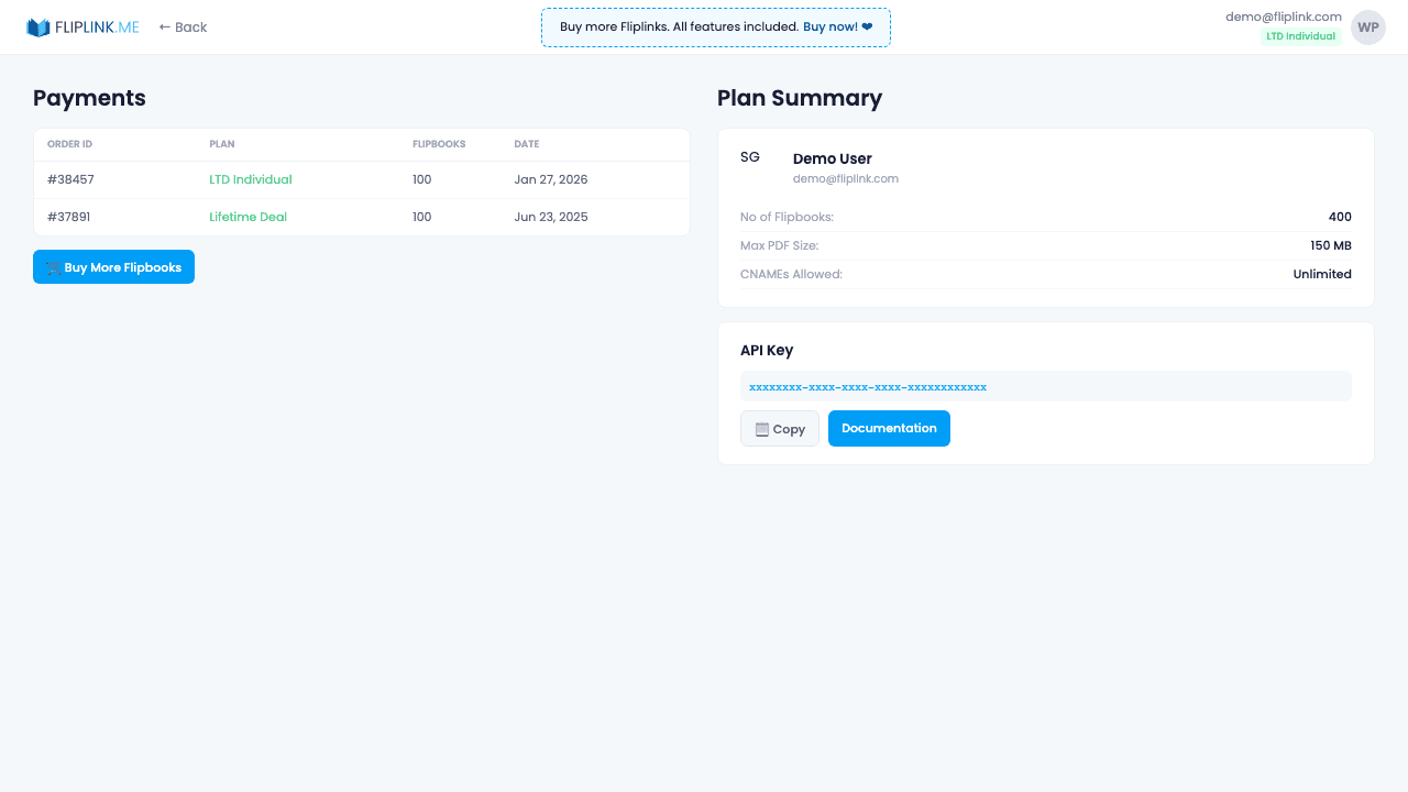 API Access - FlipLink feature screenshot