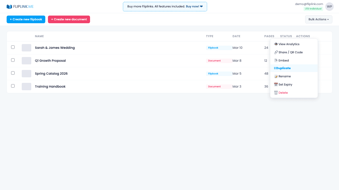 Duplicate Publication - FlipLink feature screenshot