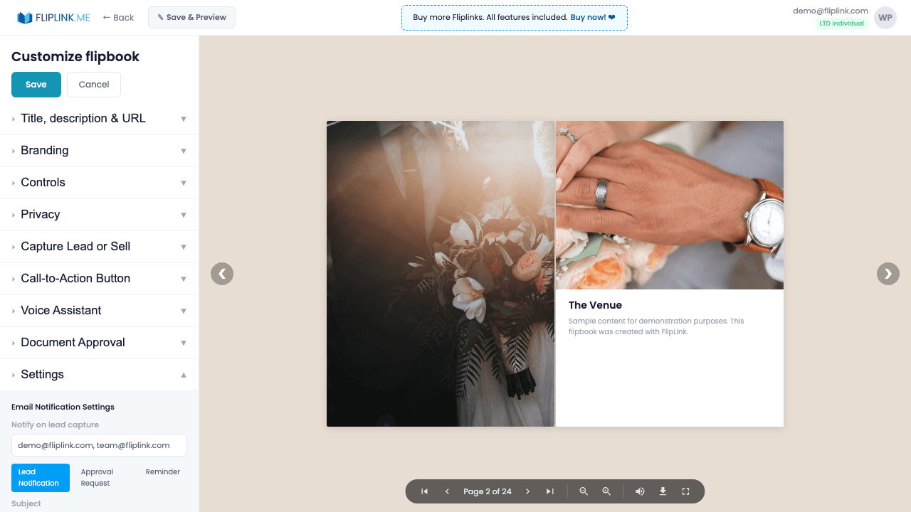 Email Templates - FlipLink feature screenshot