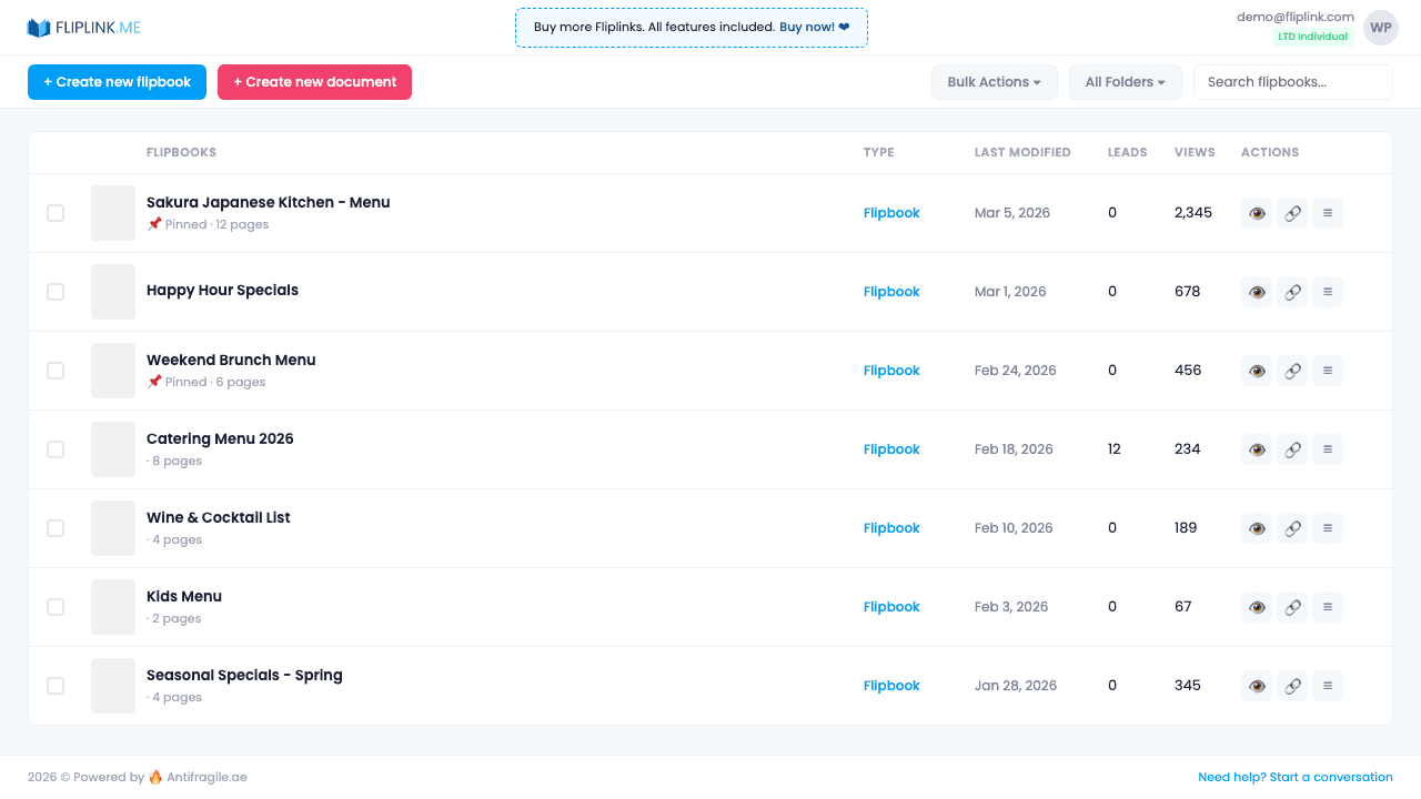 Step 1: Click 'Create Flipbook' from your dashboard